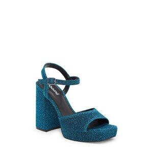 Abound "Lucia" block heel platform sandals teal glitter ankle strap